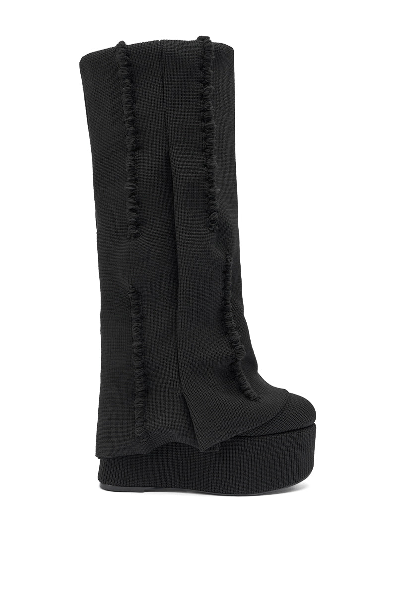AZALEA WANG FRANKEYE BLACK WEDGE BOOT