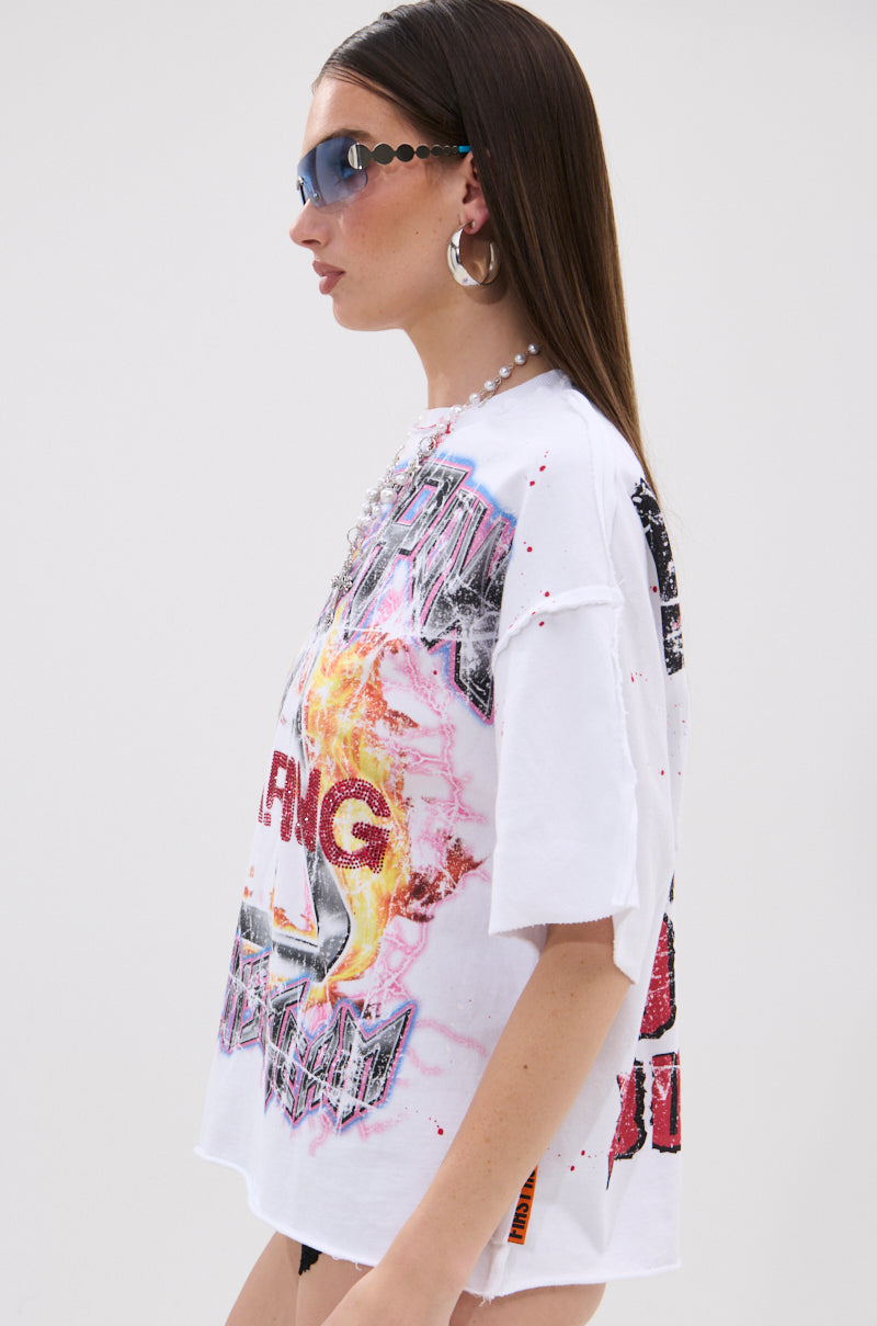 WARNING SIGNS CROPPED GRAPHIC TEE