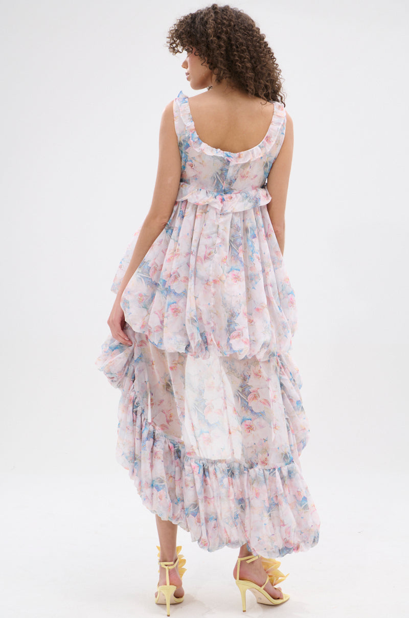 THROUGH THE MEADOW RUFFLE HIGH LOW DRESS