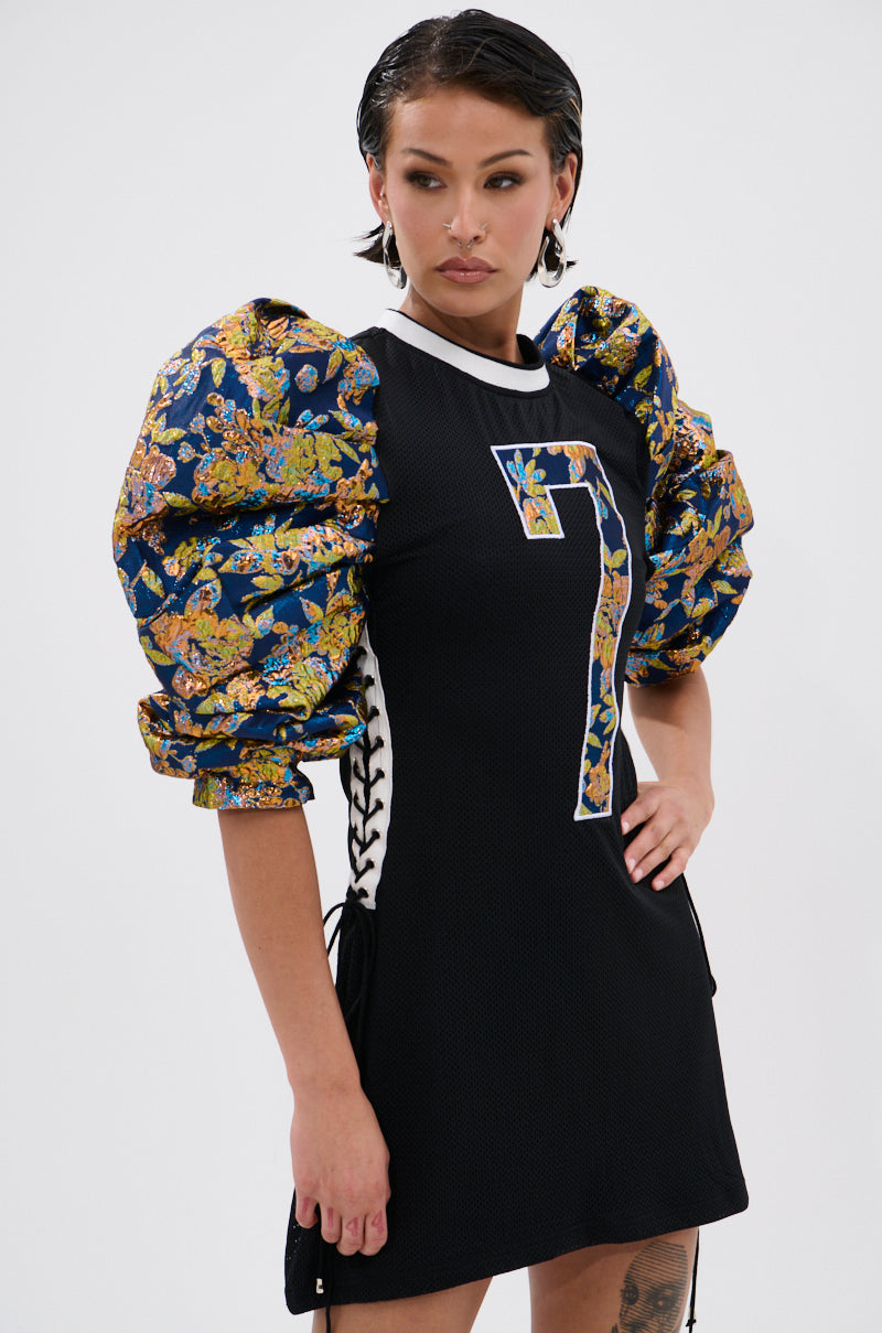 VIBIN ON THE SIDELINES JERSEY MINI DRESS