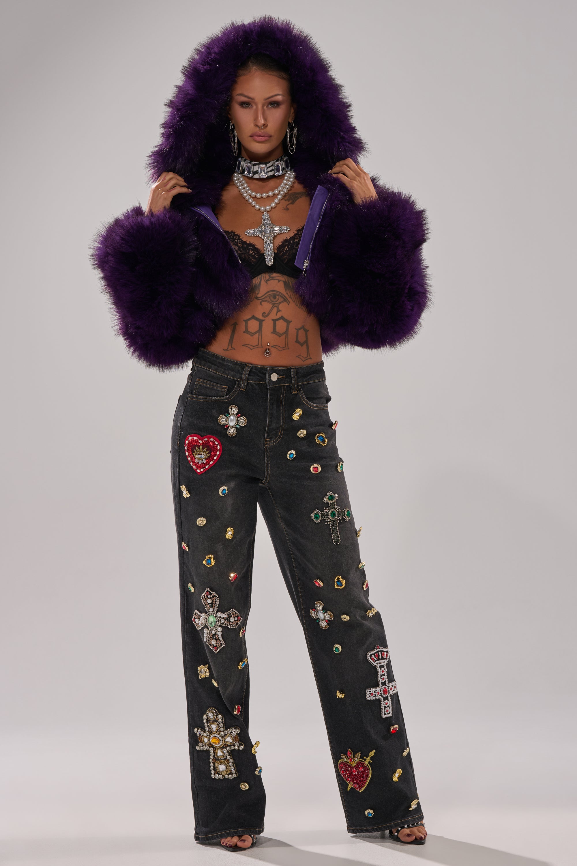 FEELING EXTRA BLESSED EMBELLISHED DENIM