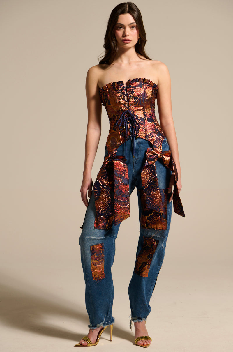 ELEGANT VIBES BROCADE CORSET TOP