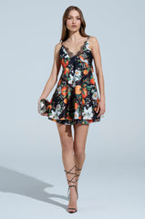 TROPICAL GETAWAY SATIN MINI DRESS