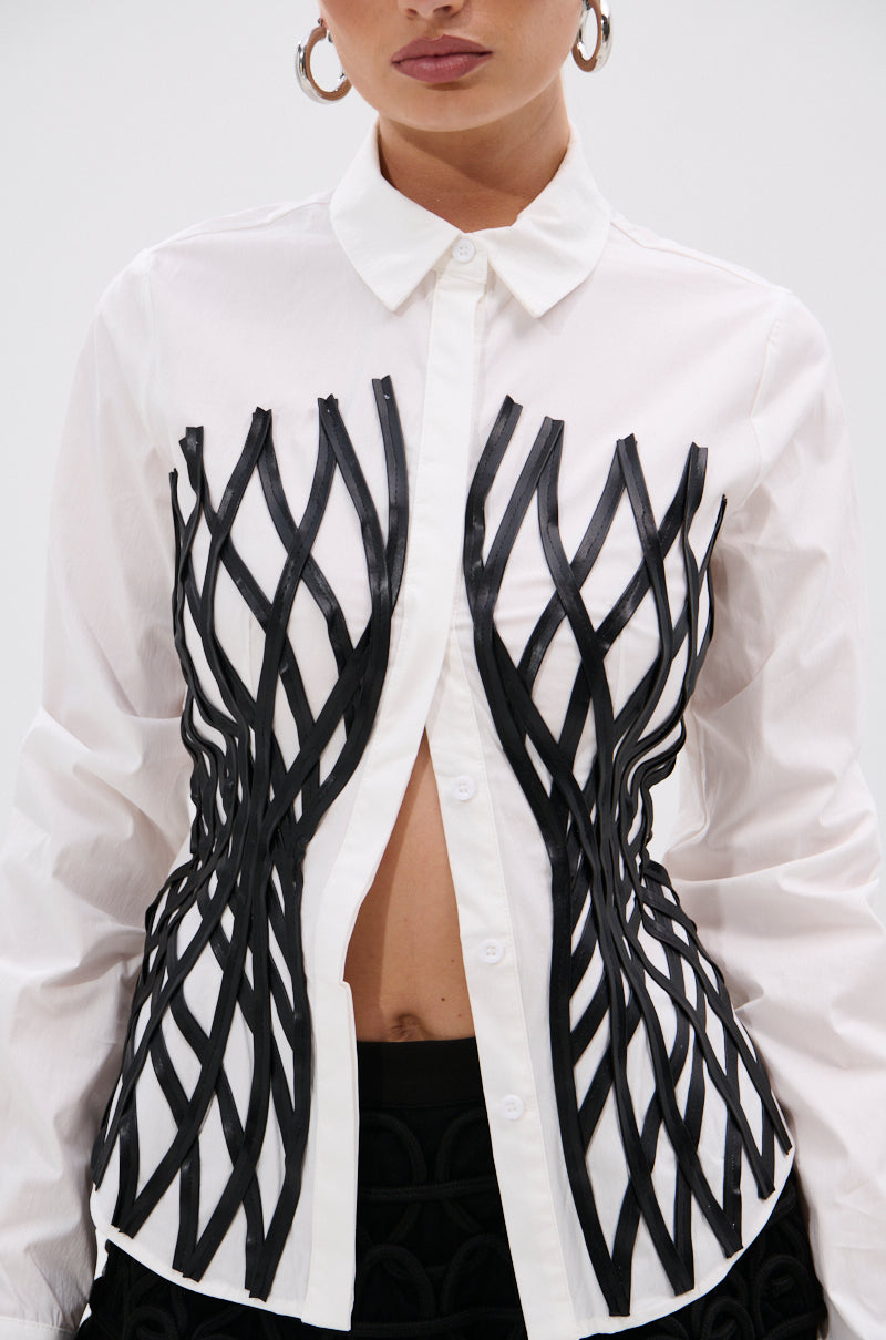 ALL OVER THE PLACE BUTTON DOWN