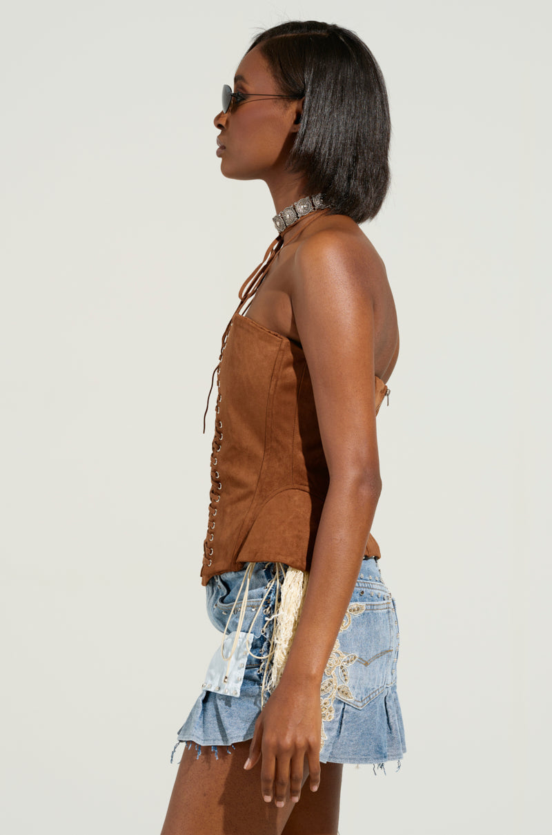 HOEDOWN CORSET IN BROWN