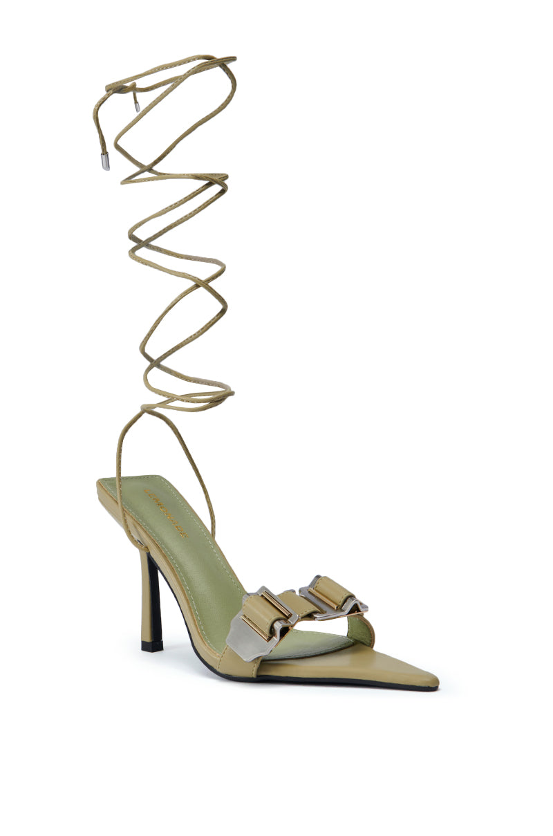 GROUND WORK SAGE POINTED TOE SILVER HARDWARE SANDAL