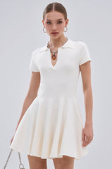 SLEEK AND CHIC KNIT MINI DRESS IN WHITE