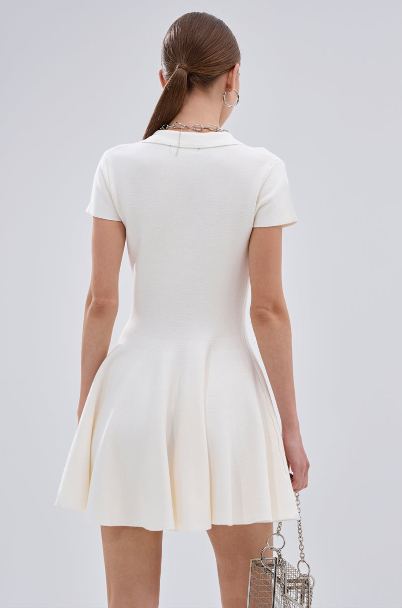 SLEEK AND CHIC KNIT MINI DRESS IN WHITE