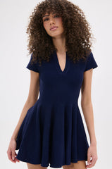SLEEK AND CHIC KNIT MINI DRESS IN NAVY