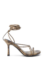 AKIRA HIGH TOWER NUDE SNAKE LACE UP SANDAL