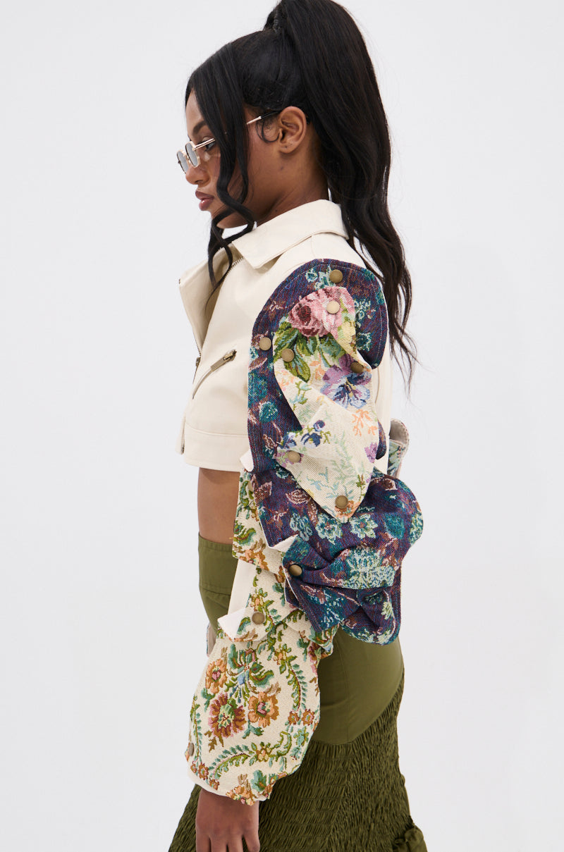 SNAP OUT OF IT ULTRA CROP MOTO IN JACQUARD