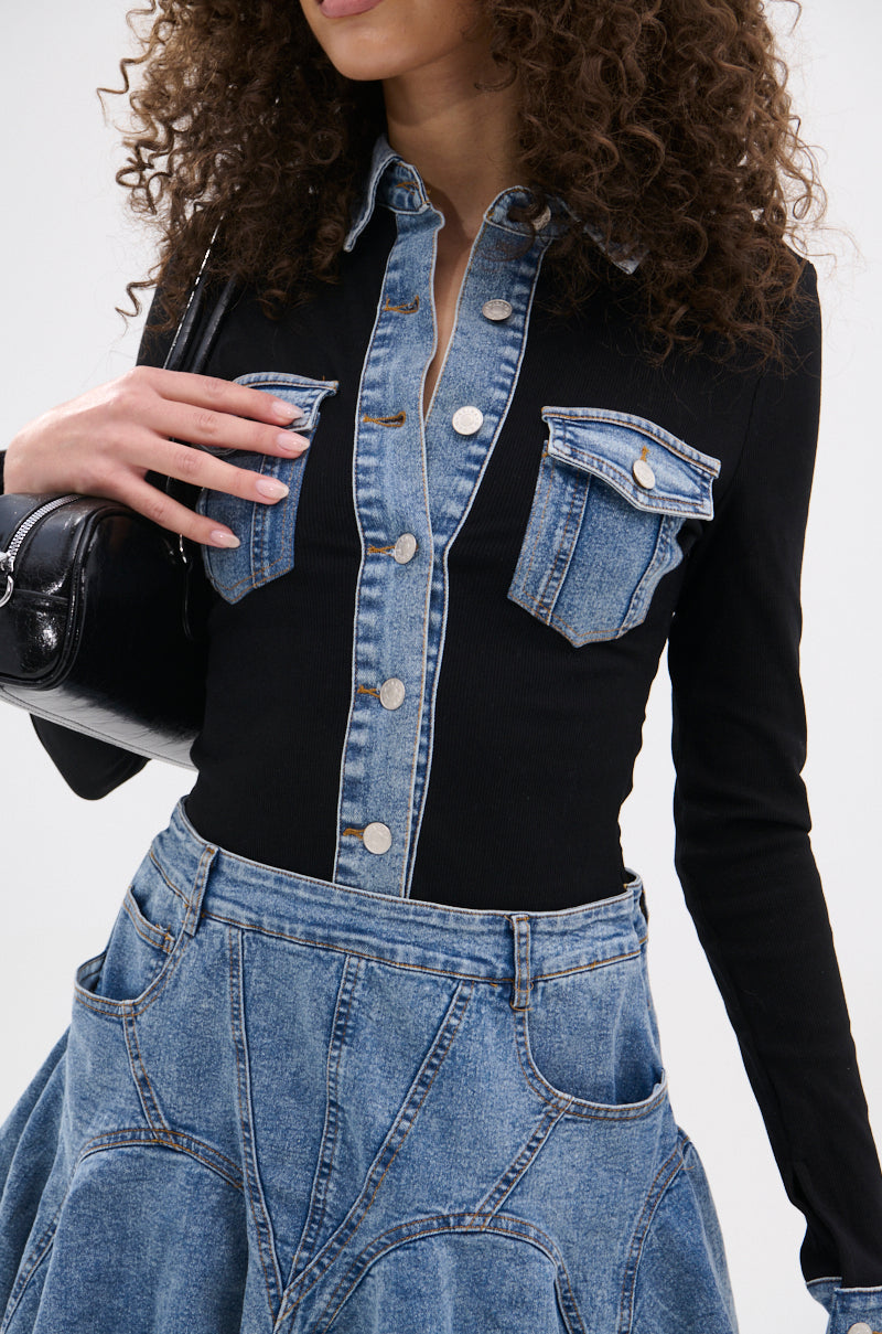 JULIETTE KNIT DENIM MINI DRESS