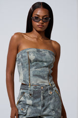 STEPH CAMO DENIM CORSET