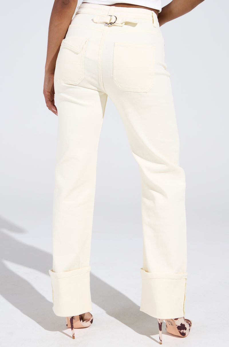 JUST GO WITH IT IVORY DENIM PANT