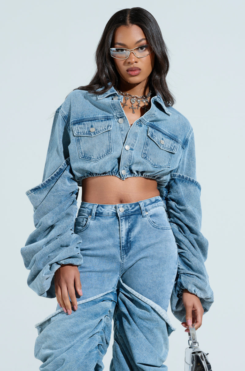 STACKED SLEEVE DENIM JACKET
