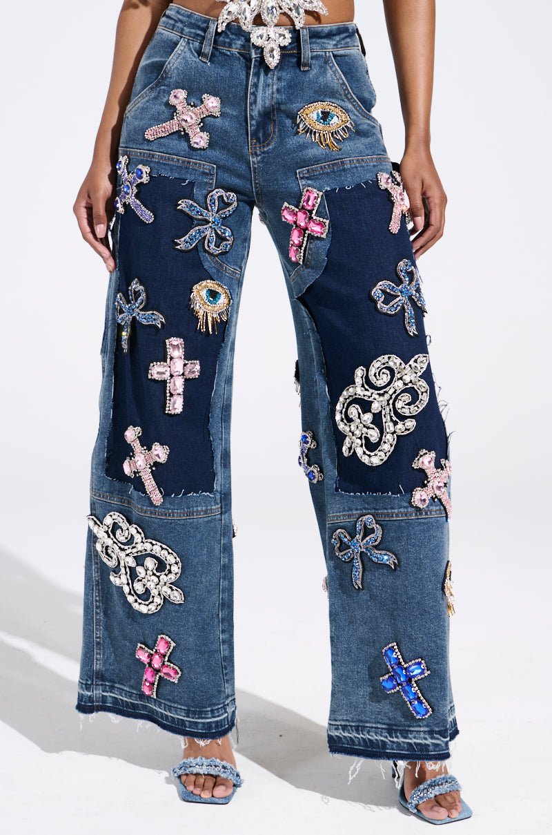 WILD AND FREE RHINESTONE DENIM