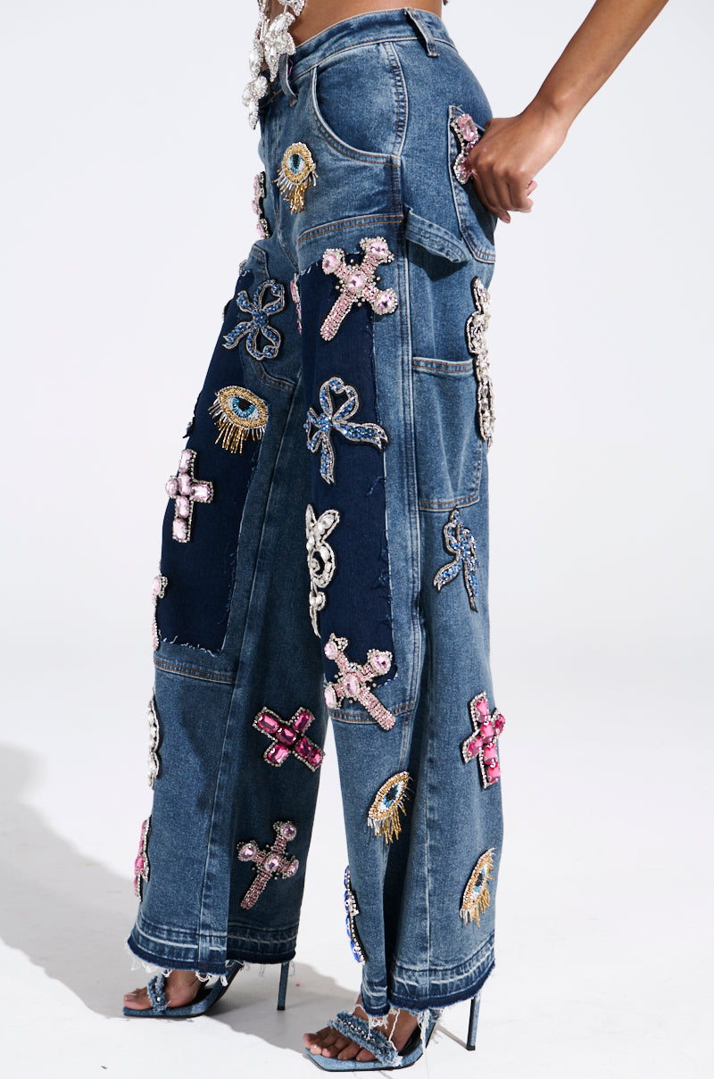 WILD AND FREE RHINESTONE DENIM