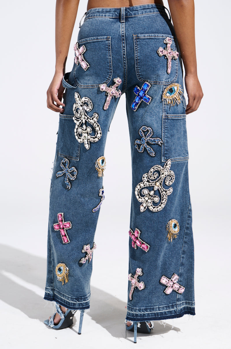 WILD AND FREE RHINESTONE DENIM