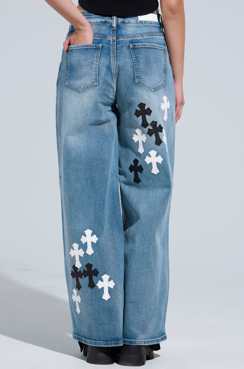 TAKE ME TO CHURCH PATCHWORK DENIM JEAN