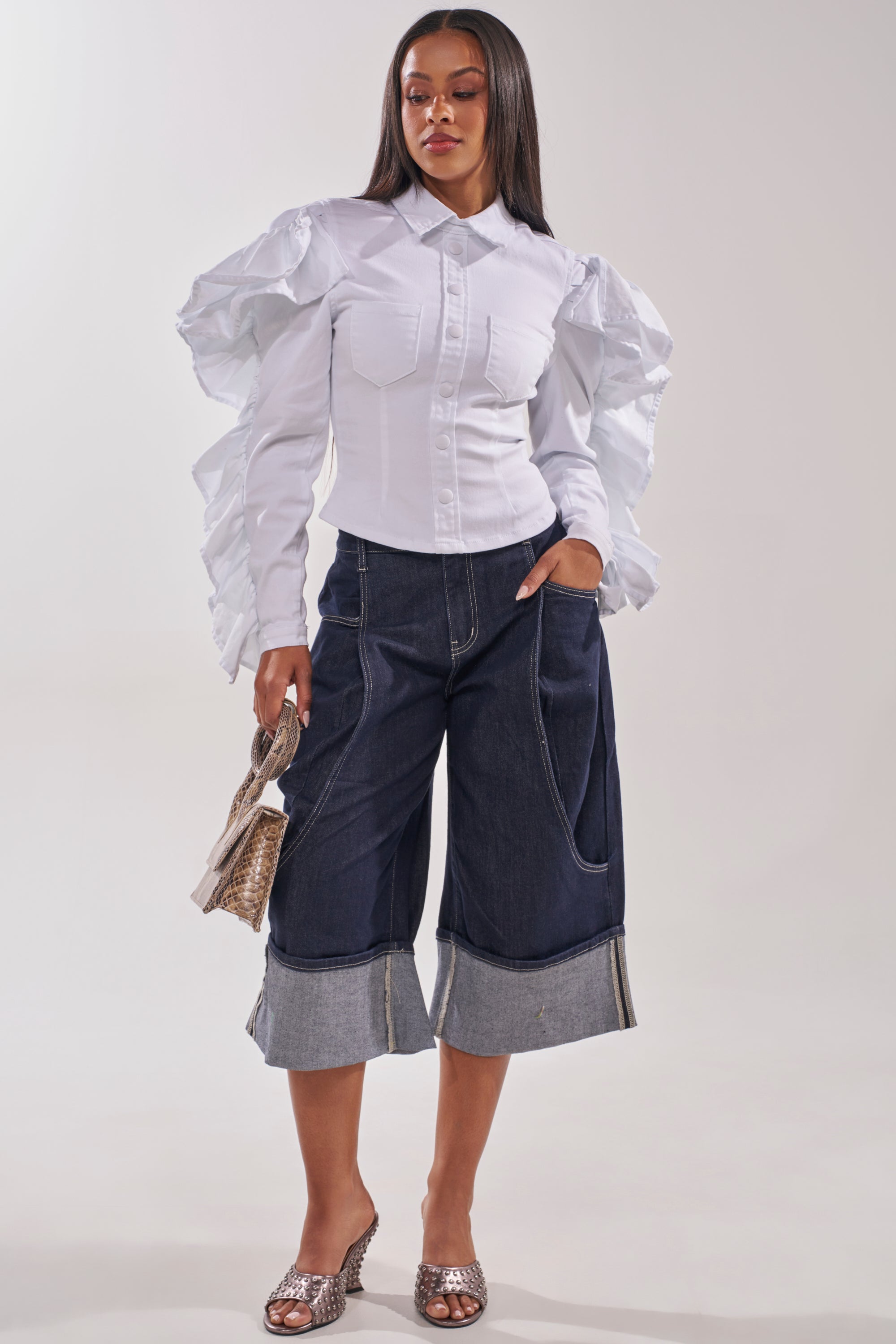 COME WITH ME DENIM BERMUDA SHORT