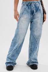 TIED TO YOU RELAXED DENIM PANT WITH TIE BELT