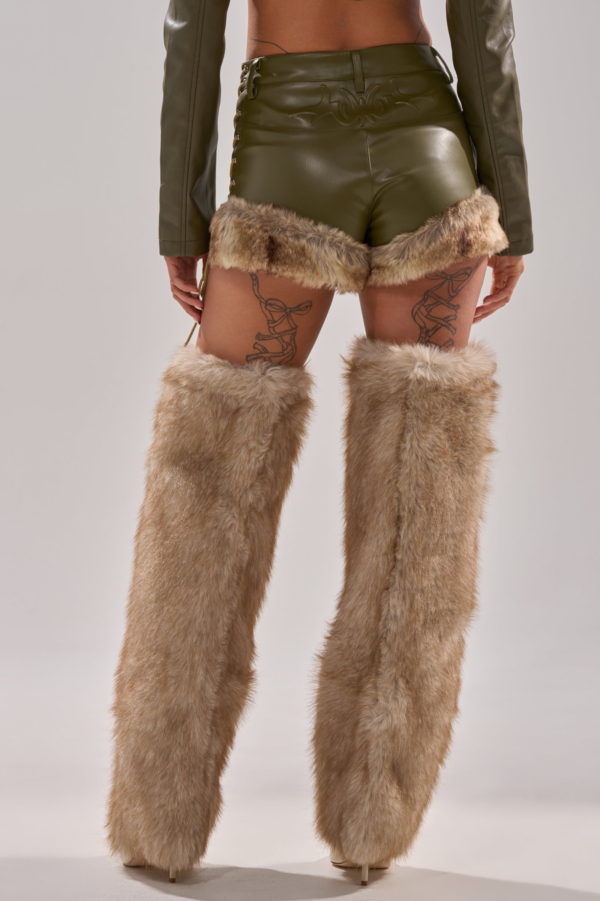 TRAMP STAMP FAUX LEATHER SHORT
