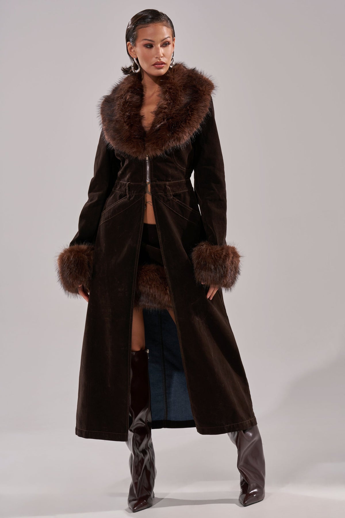 WILD SIDE VELVET DENIM TRENCH