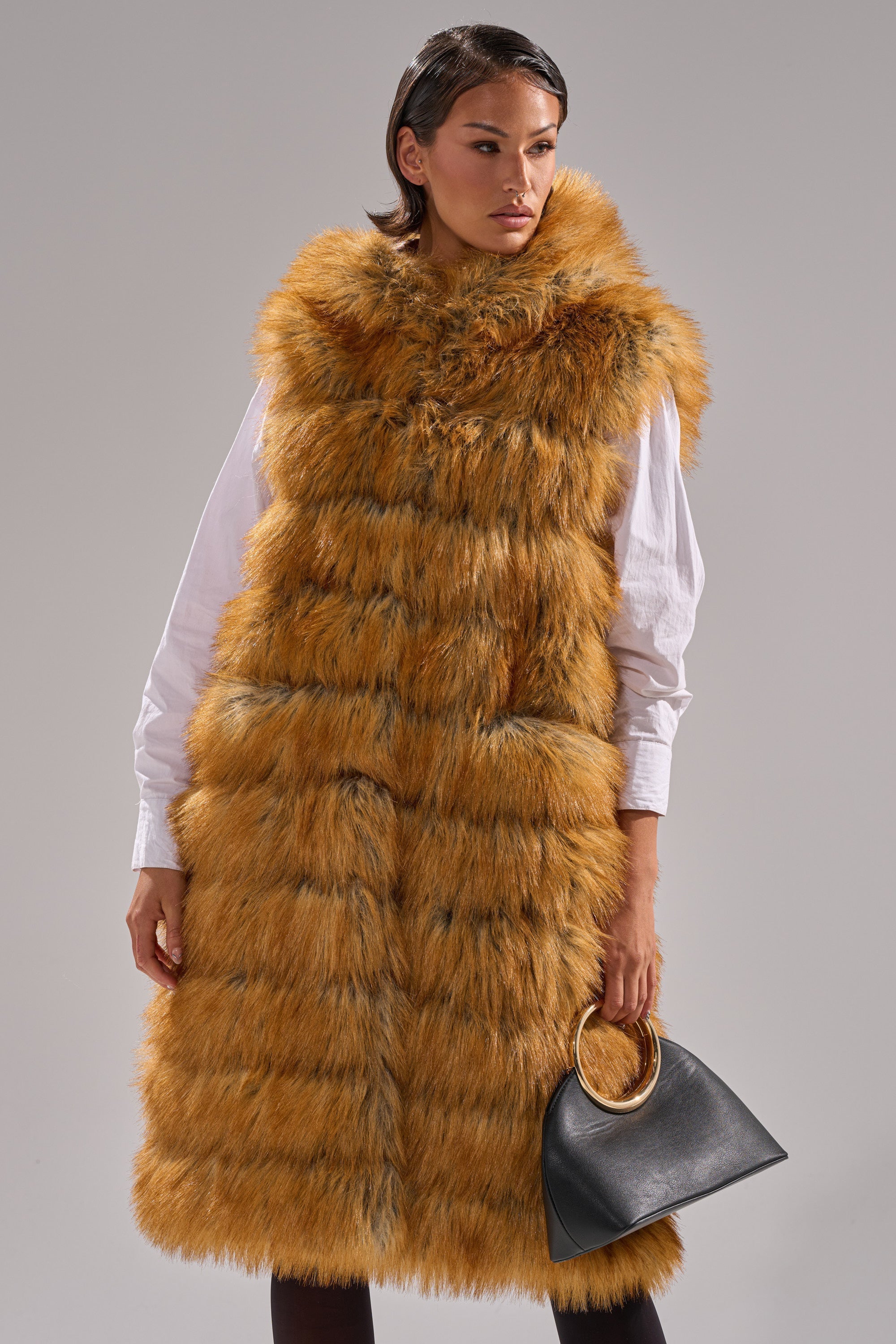 SLY HOODED FAUX FUR VEST