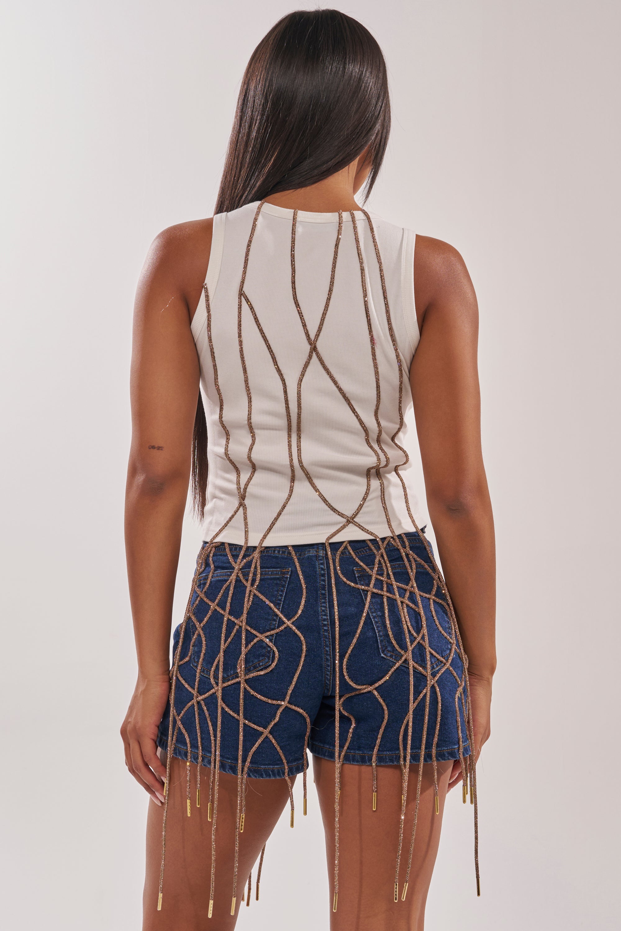 NINA EMBELLISHED RIBBED TANK