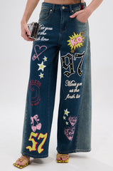TKO GRAPHIC WIDE LEG DENIM JEAN