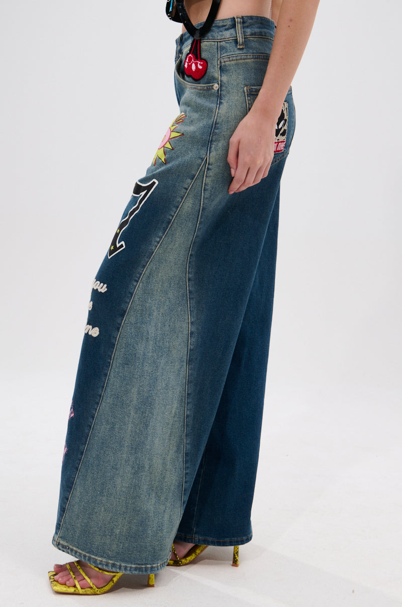 TKO GRAPHIC WIDE LEG DENIM JEAN