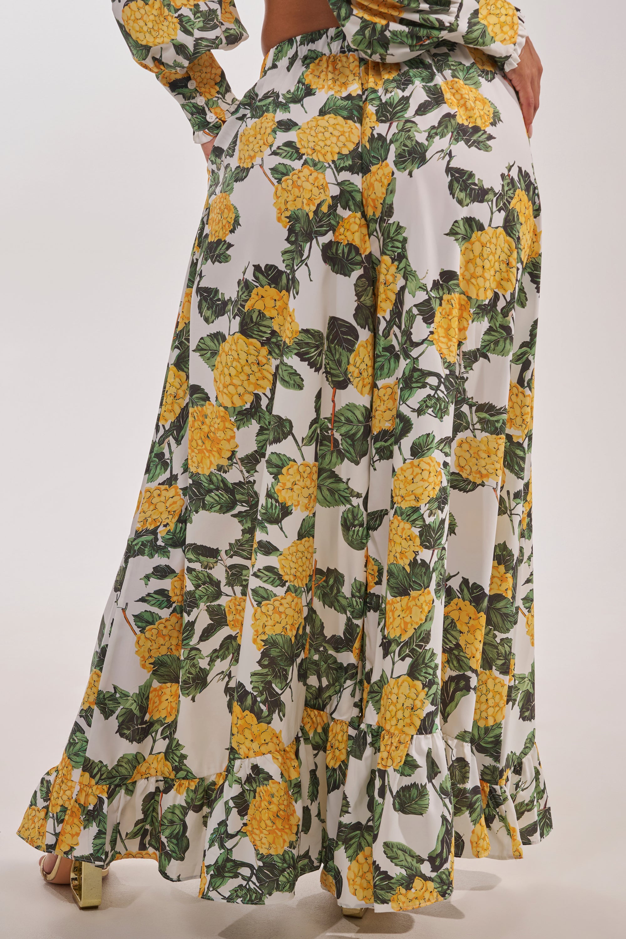 JULIE FLORAL WIDE LEG RUFFLE PANT