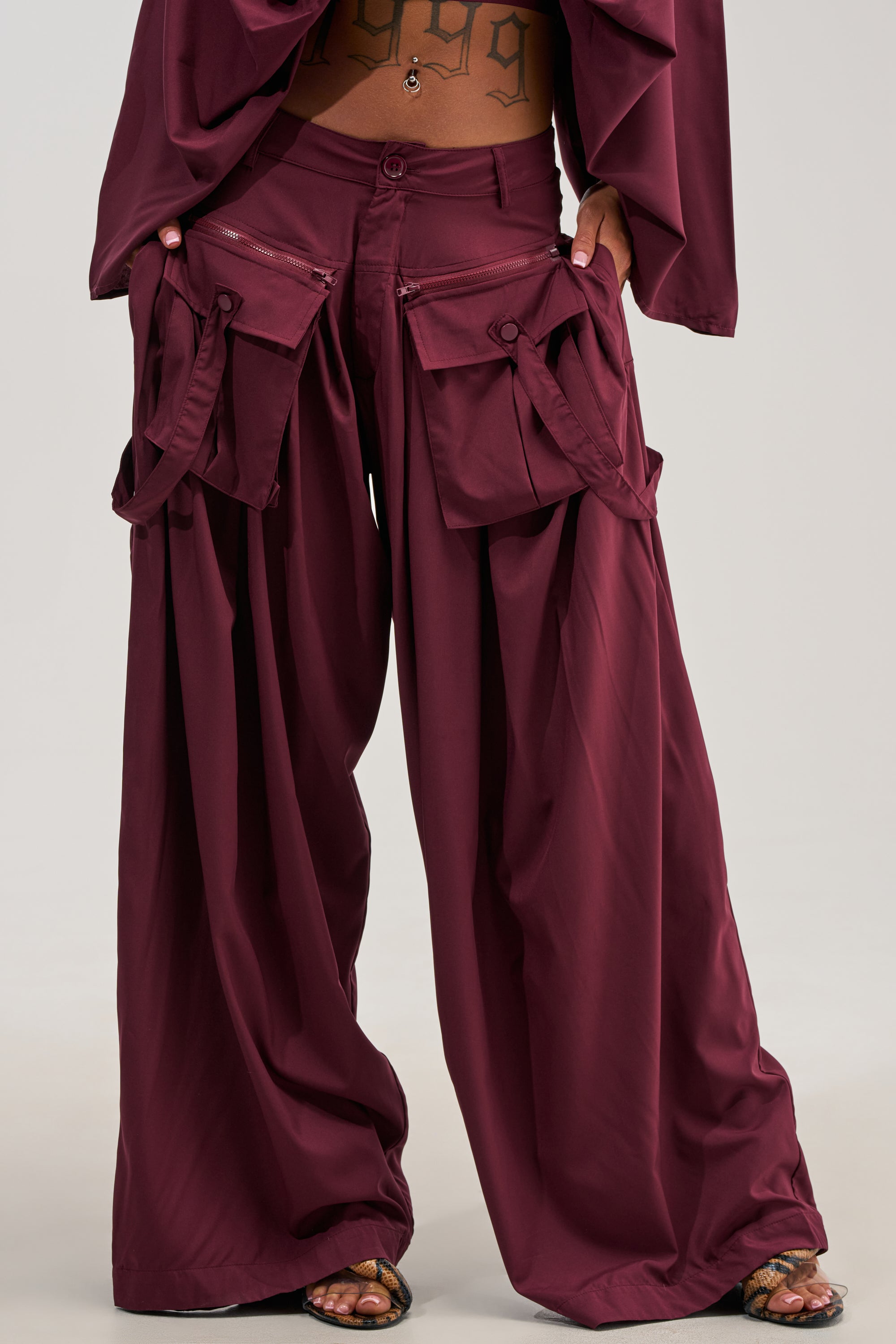 TALK ABOUT ME TROUSER IN DEEP BURGUNDY