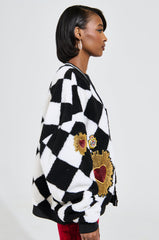 TEDDY BEAR CUTE CHECKERED BUTTON DOWN CARDIGAN