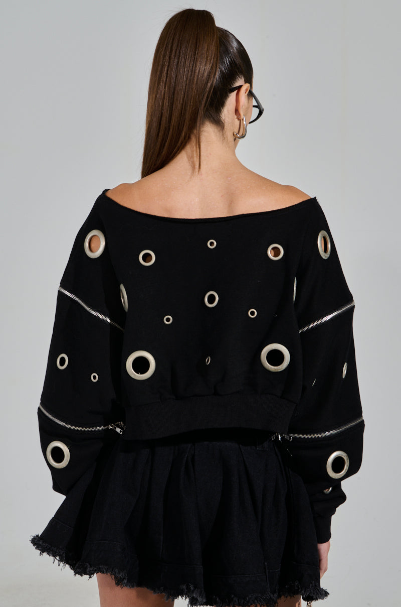 DREAMS VINTAGE ZIPPER DETAIL SWEATSHIRT