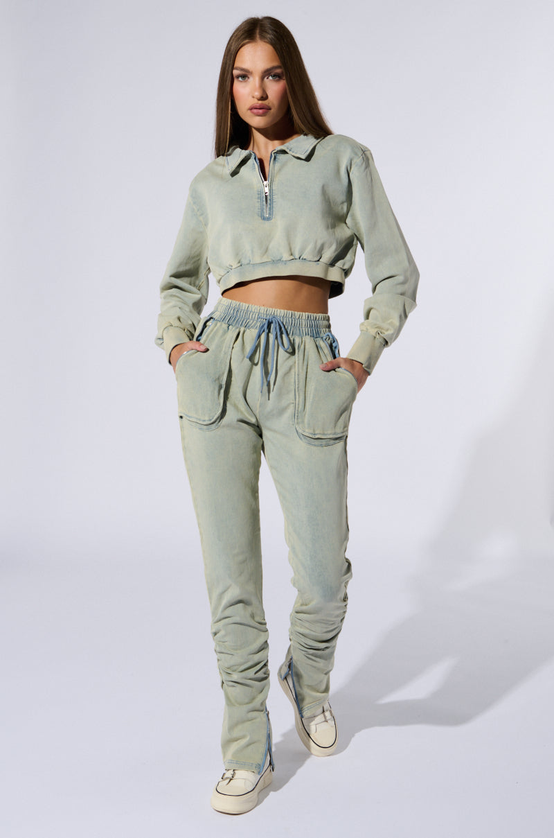 SOCIAL STATUS PULLOVER DENIM SWEATSHIRT