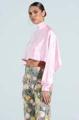 TALIA SATIN MOCK NECK BLOUSE