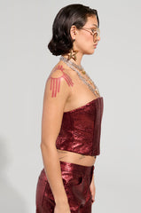 ROCKSTAR CHIC CORSET TOP IN RED