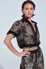 SHINE ON YOU LACE BUTTON DOWN TOP