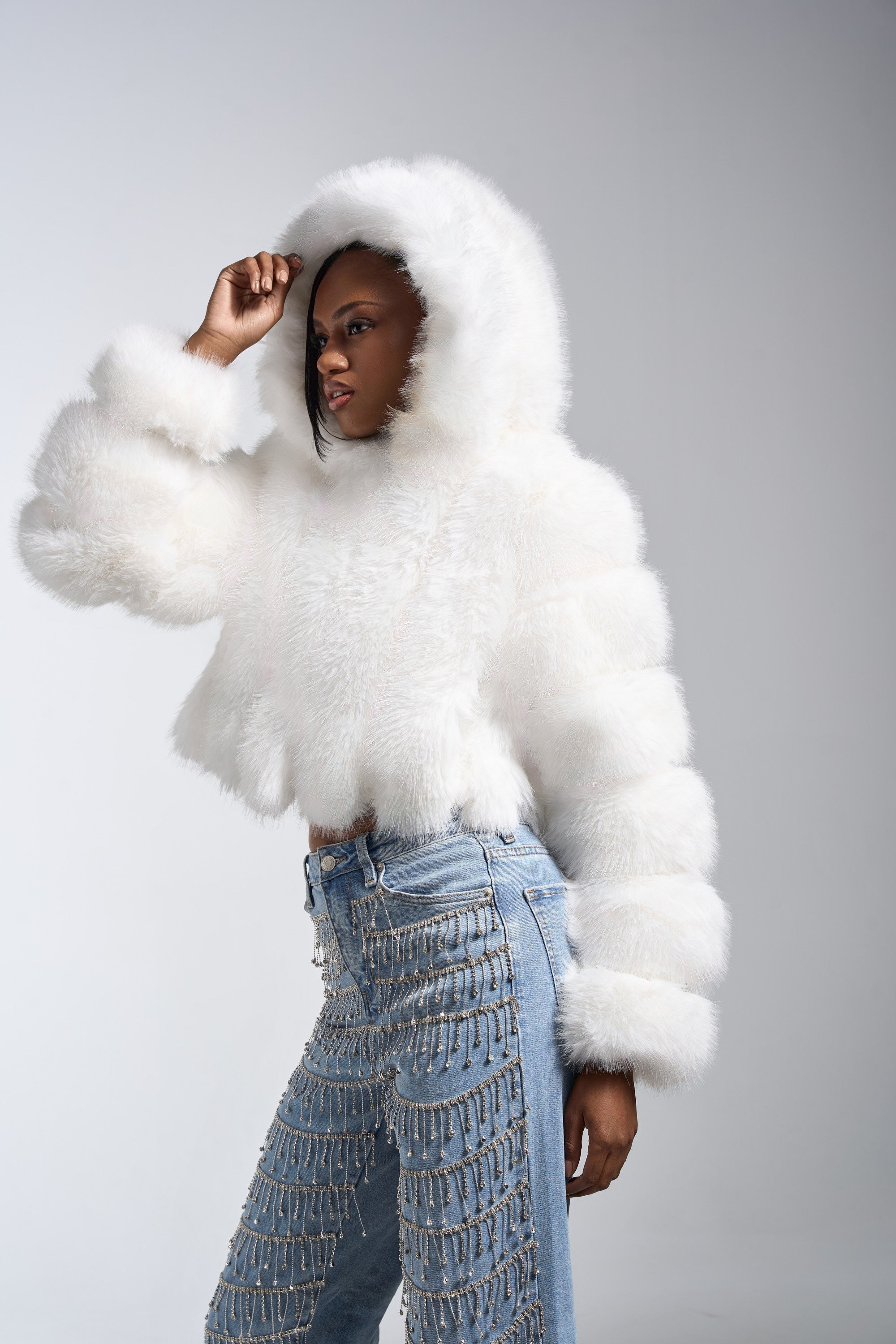 JOLENE FAUX FUR COAT IN WHITE