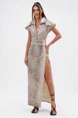 TOO BUSY TO CARE LEOPARD MIDI DRESS