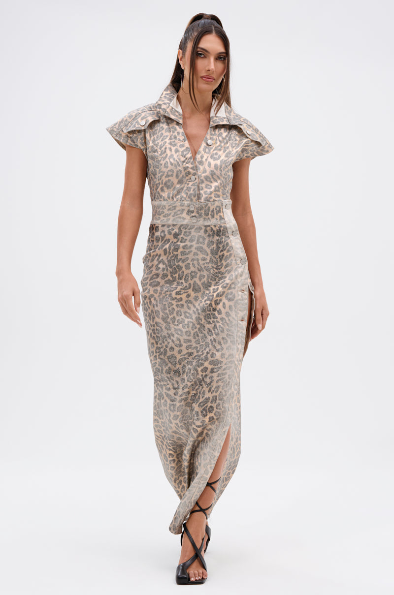 TOO BUSY TO CARE LEOPARD MIDI DRESS