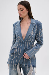 STANDOUT EMBELLISHED DENIM BLAZER