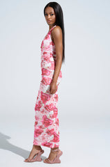 VIOLETS FOR ROSES PRINTED MAXI DRESS