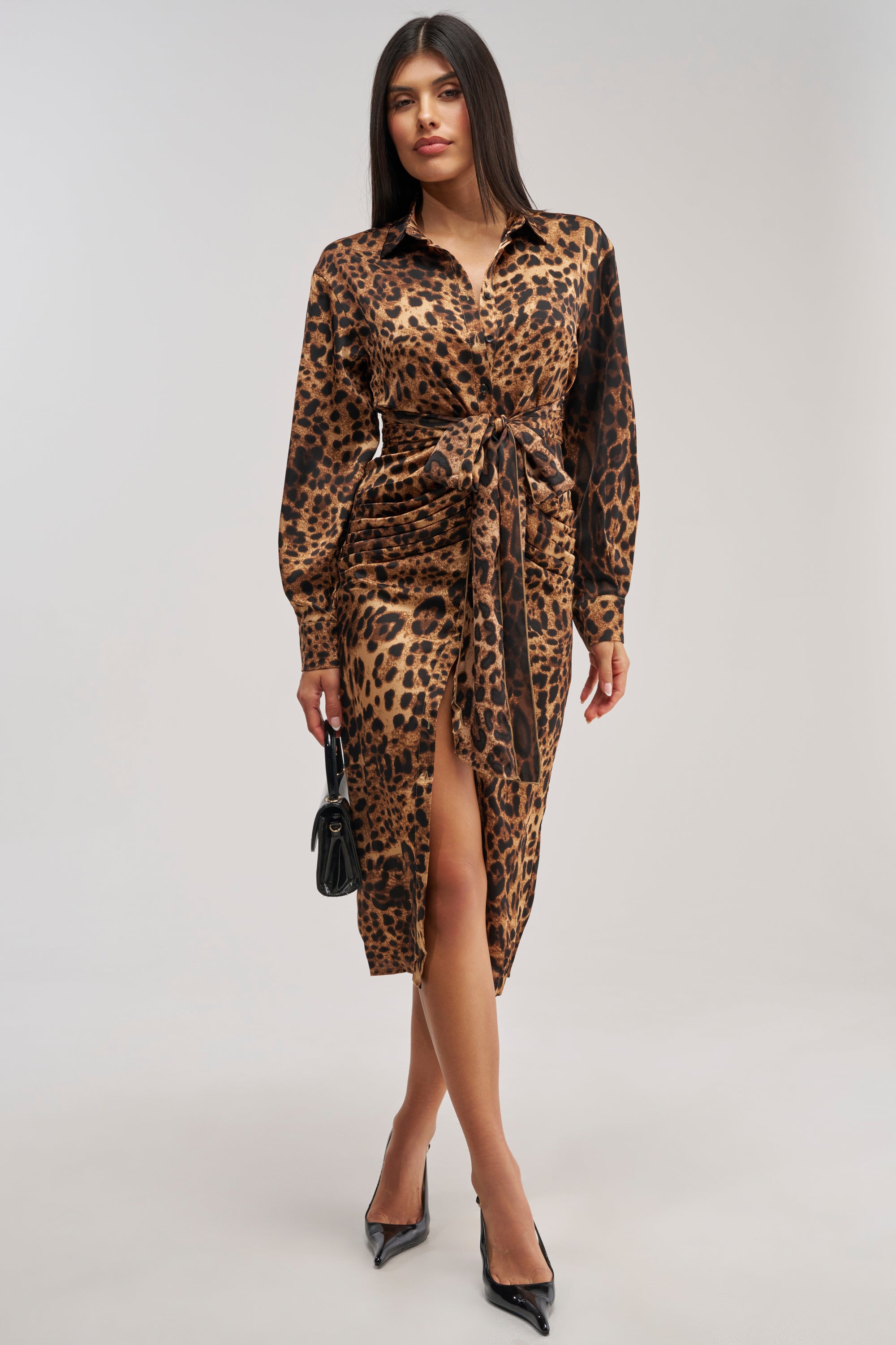 GOLDEN RADIANCE CHEETAH MIDI DRESS