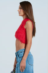 SHAGGY RED CROP TOP
