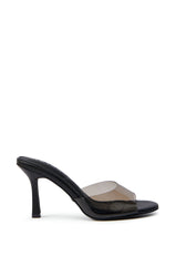 AKIRA RAYA BLACK PVC CHUNKY HEEL SANDAL