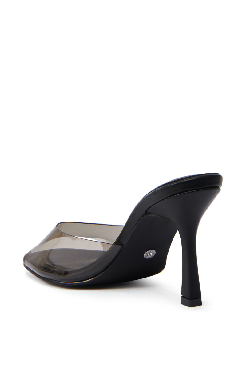 AKIRA RAYA BLACK PVC CHUNKY HEEL SANDAL