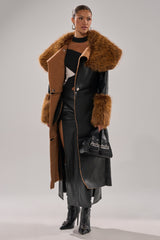 SIREN FUR TRIM TRENCH COAT