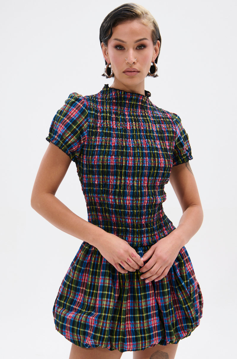 THAT GIRL PLAID MINI DRESS